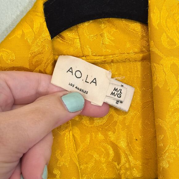 AO.LA by Alice + Olivia Kalena Open-Front Jacquard Brocade Kimono Robe Gold M/L - Picture 7 of 9